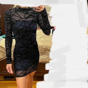 Blue long sleeve dress, sheer